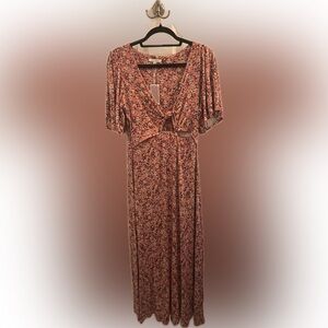 Z Supply Floral Tie-Front Midi Dress NWT